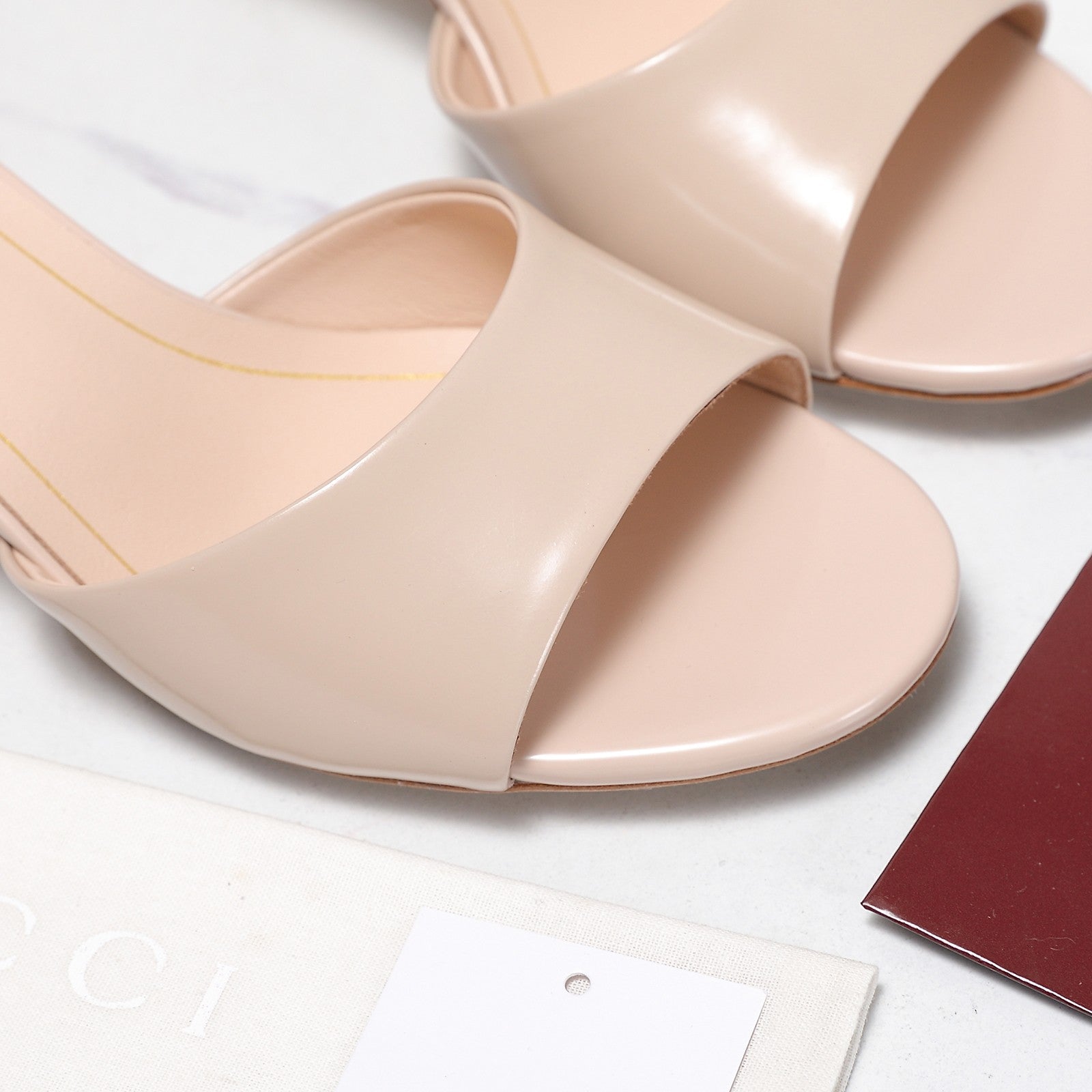 GG 26s Slide 5.5 With Bamboo Motif Light Pink Lambskin 961221