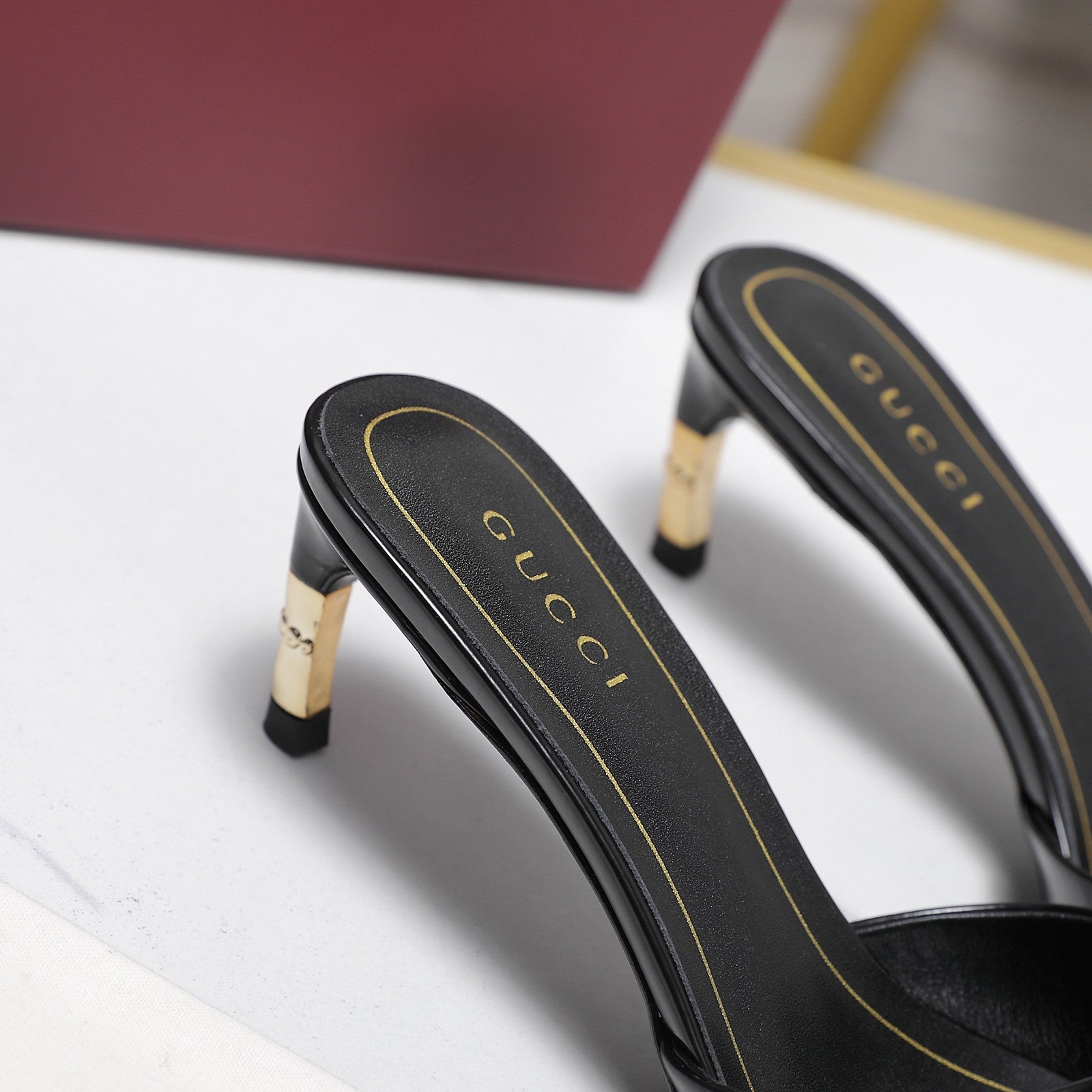 GG 26s Slide 5.5 With Bamboo Motif Black Lambskin 961222