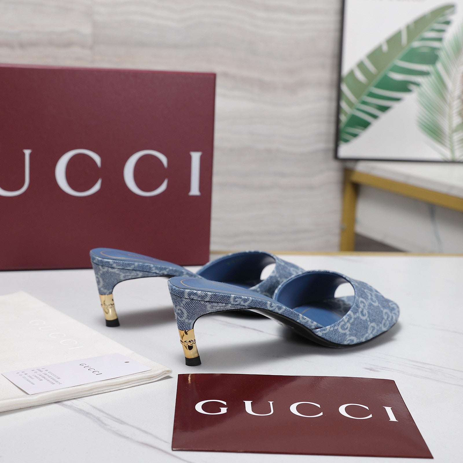 GG 26s Slide 5.5 With Bamboo Motif Blue Canvas 961224