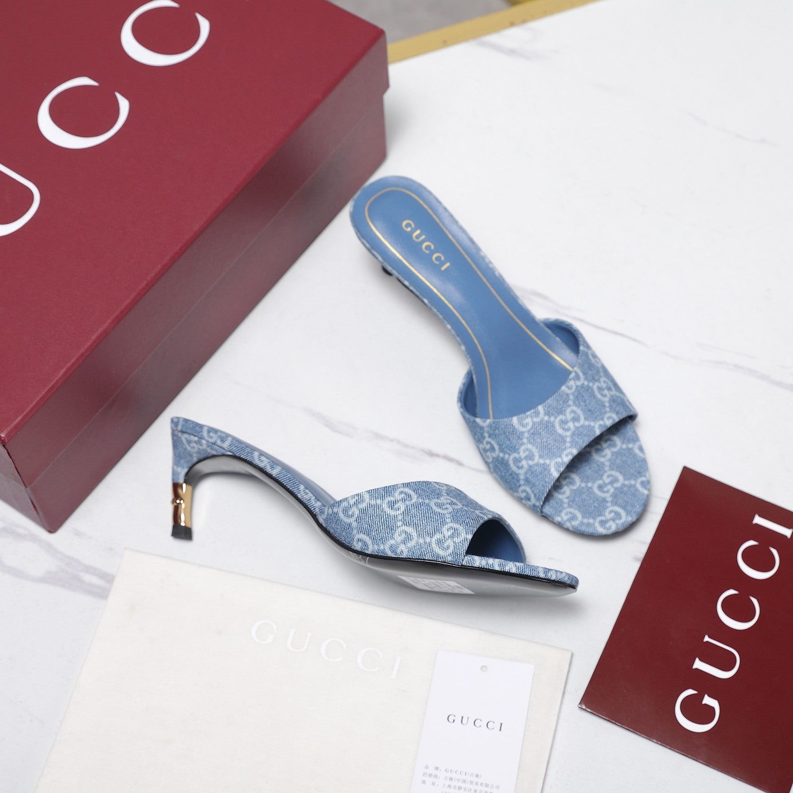 GG 26s Slide 5.5 With Bamboo Motif Blue Canvas 961224