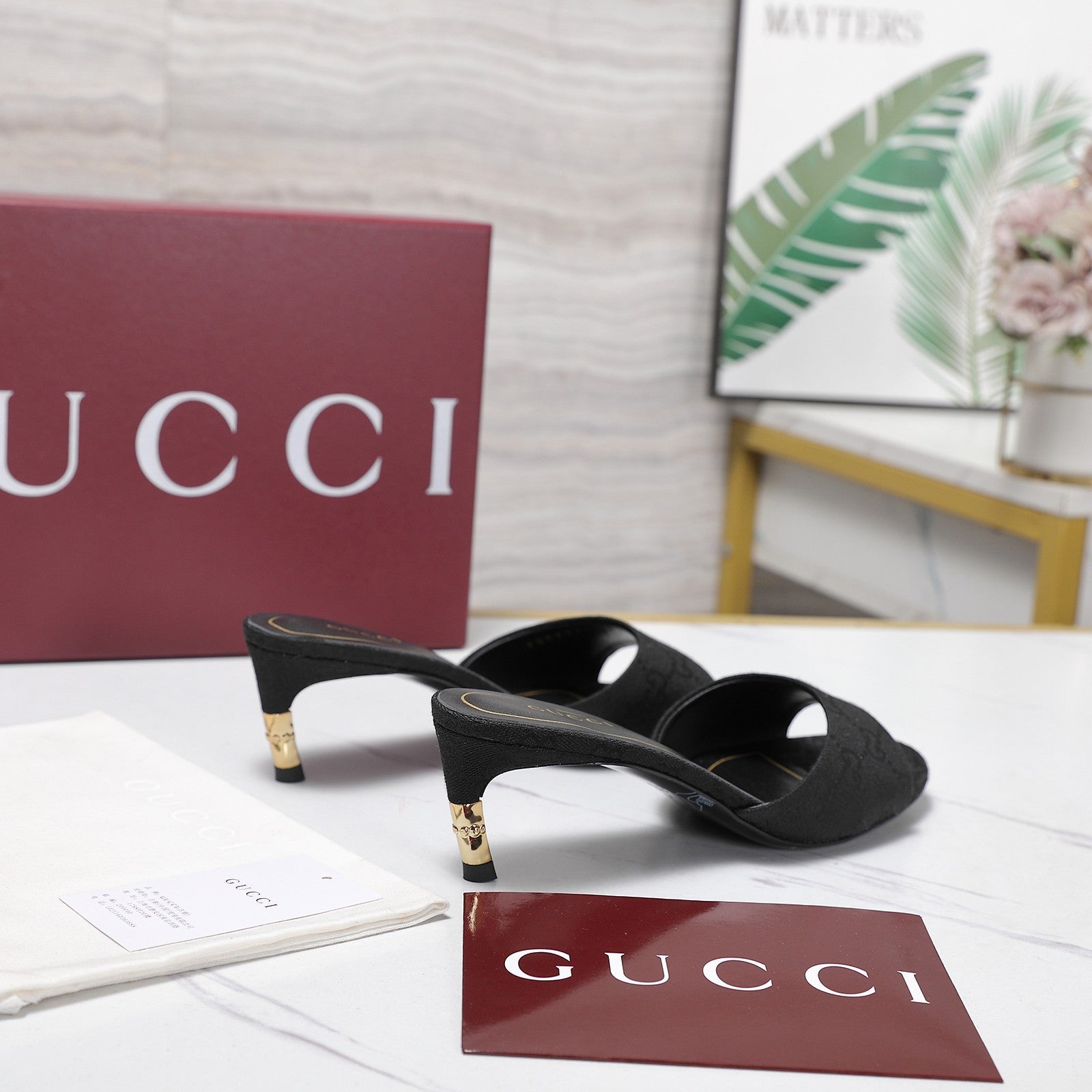 GG 26s Slide 5.5 With Bamboo Motif Black Canvas 961227