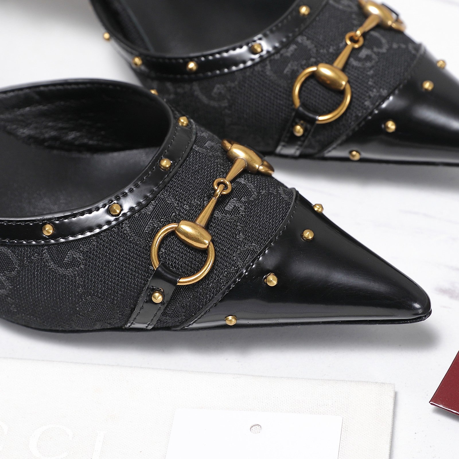 GG 26s Savoy Pumps Black Lambskin Canvas 961241