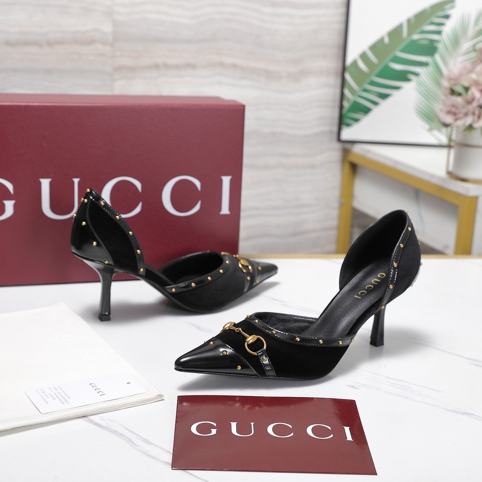GG 26s Savoy Pumps Black Lambskin Velvet 961244