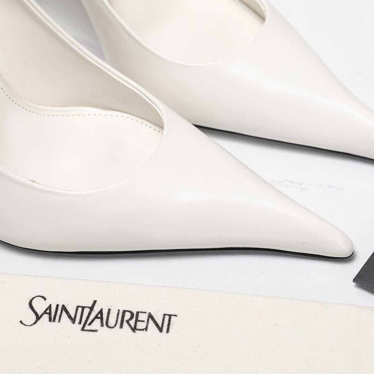 YSL 26s Zoe Pumps White White Leather 125850