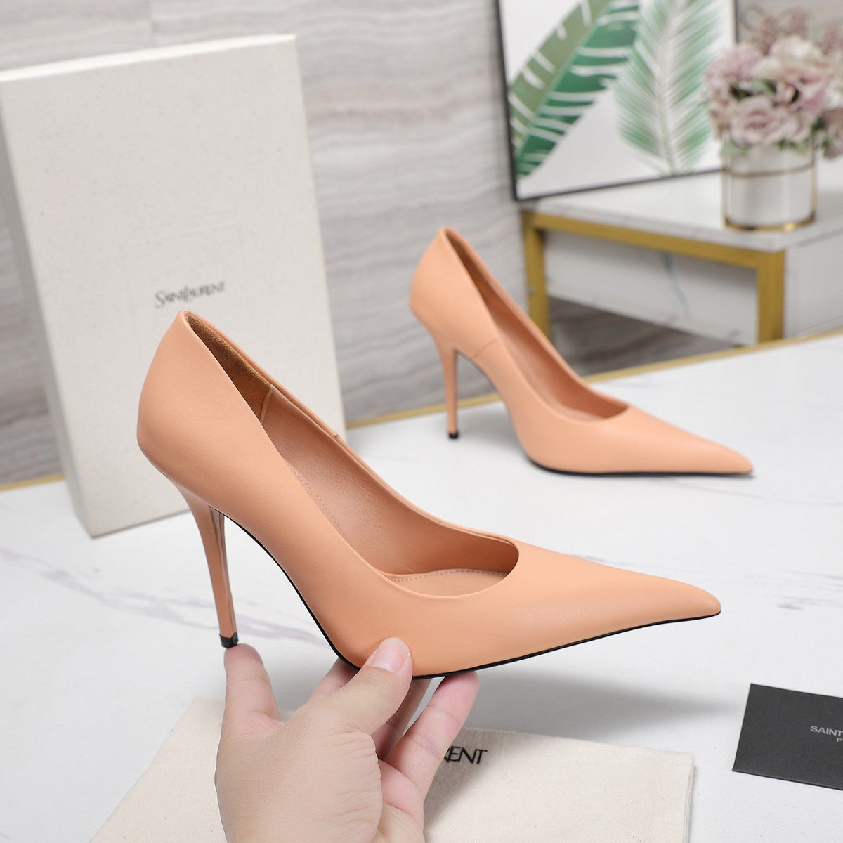 YSL 26s Zoe Pumps Nude Nude Leather 125851