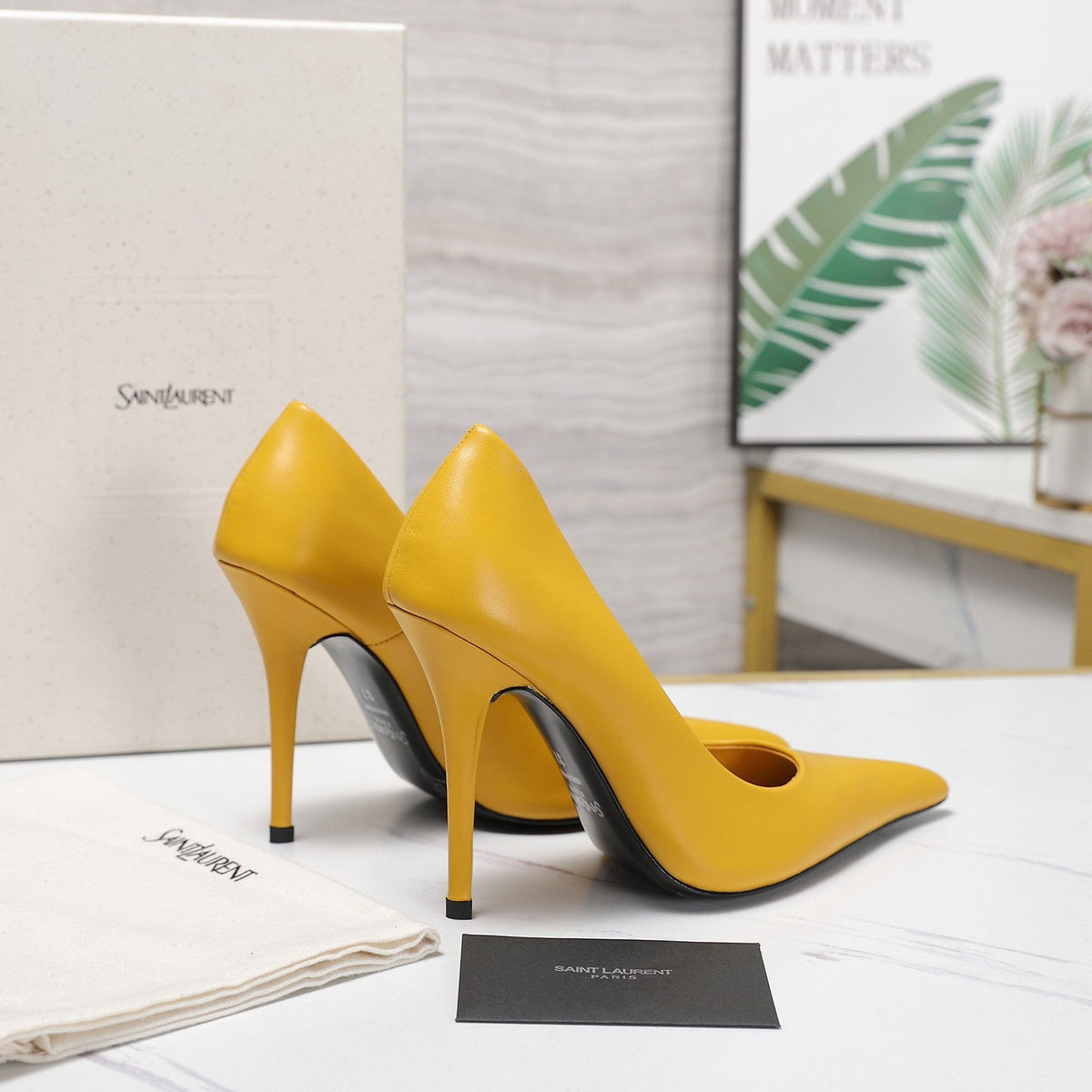 YSL 26s Zoe Pumps Yellow Yellow Leather 125852