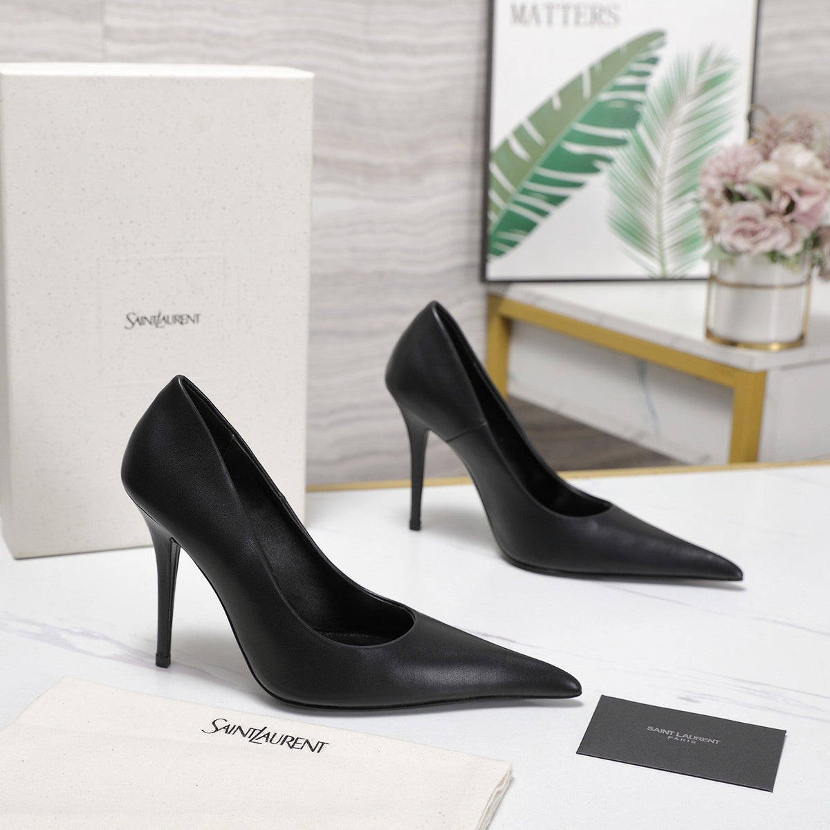 YSL 26s Zoe Pumps Black Black Leather 125853