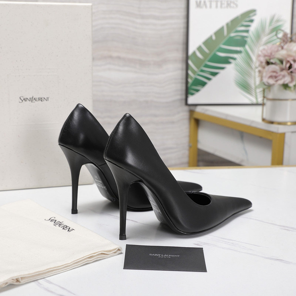 YSL 26s Zoe Pumps Black Black Leather 125853