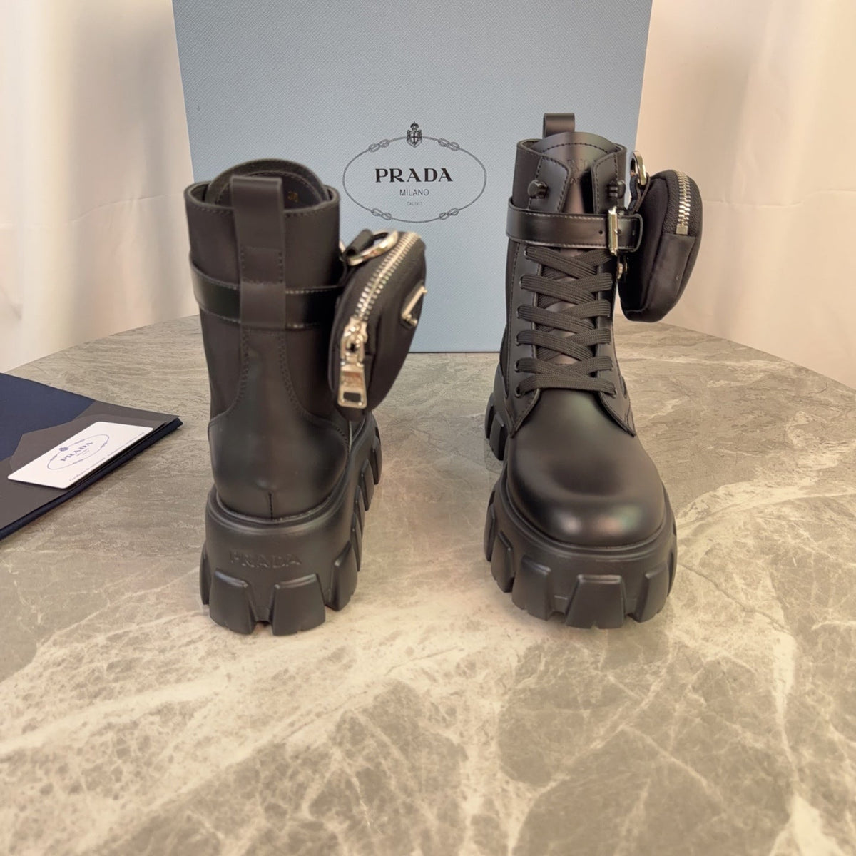 Prada 26s Monolith Boots Black Smooth Leather 157672