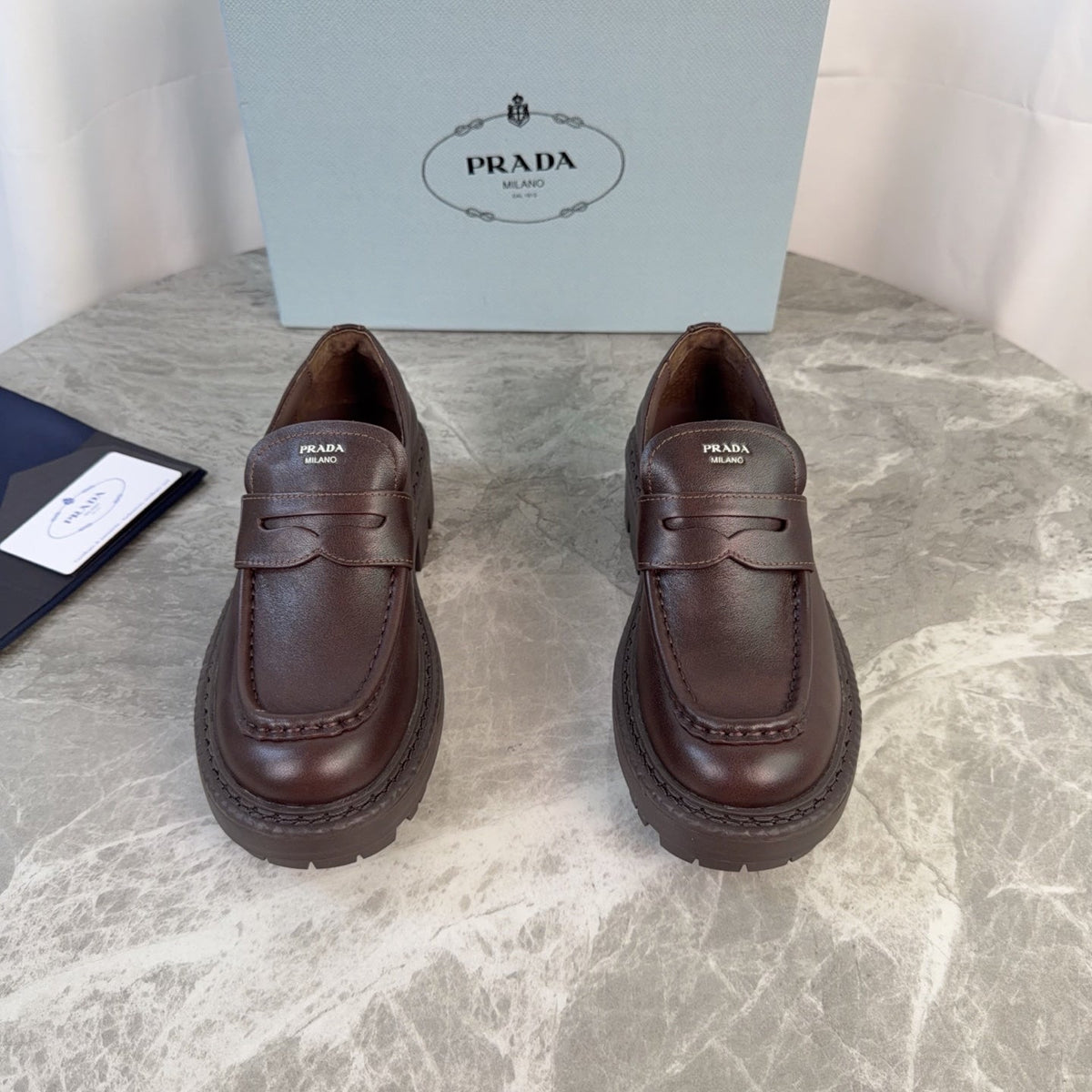 Prada 26s Loafers Dark Brown Smooth Leather 157673