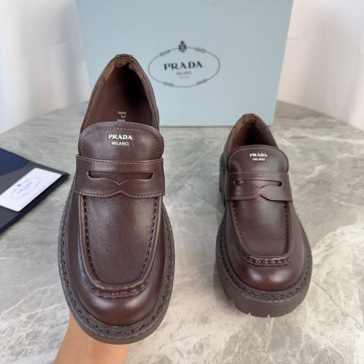 Prada 26s Loafers Dark Brown Smooth Leather 157673