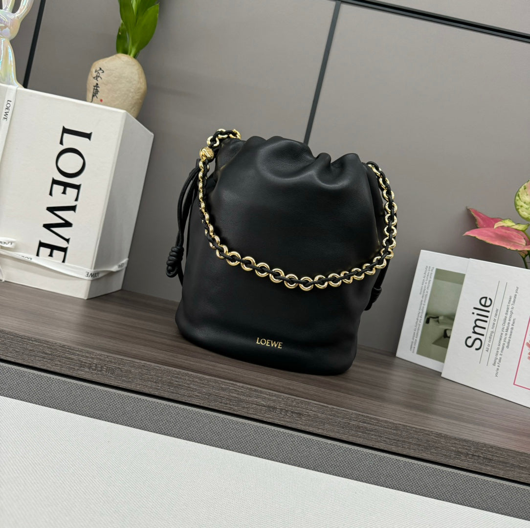 Loewe Flamenco Purse Bucket 32 Black Lambskin Ghw