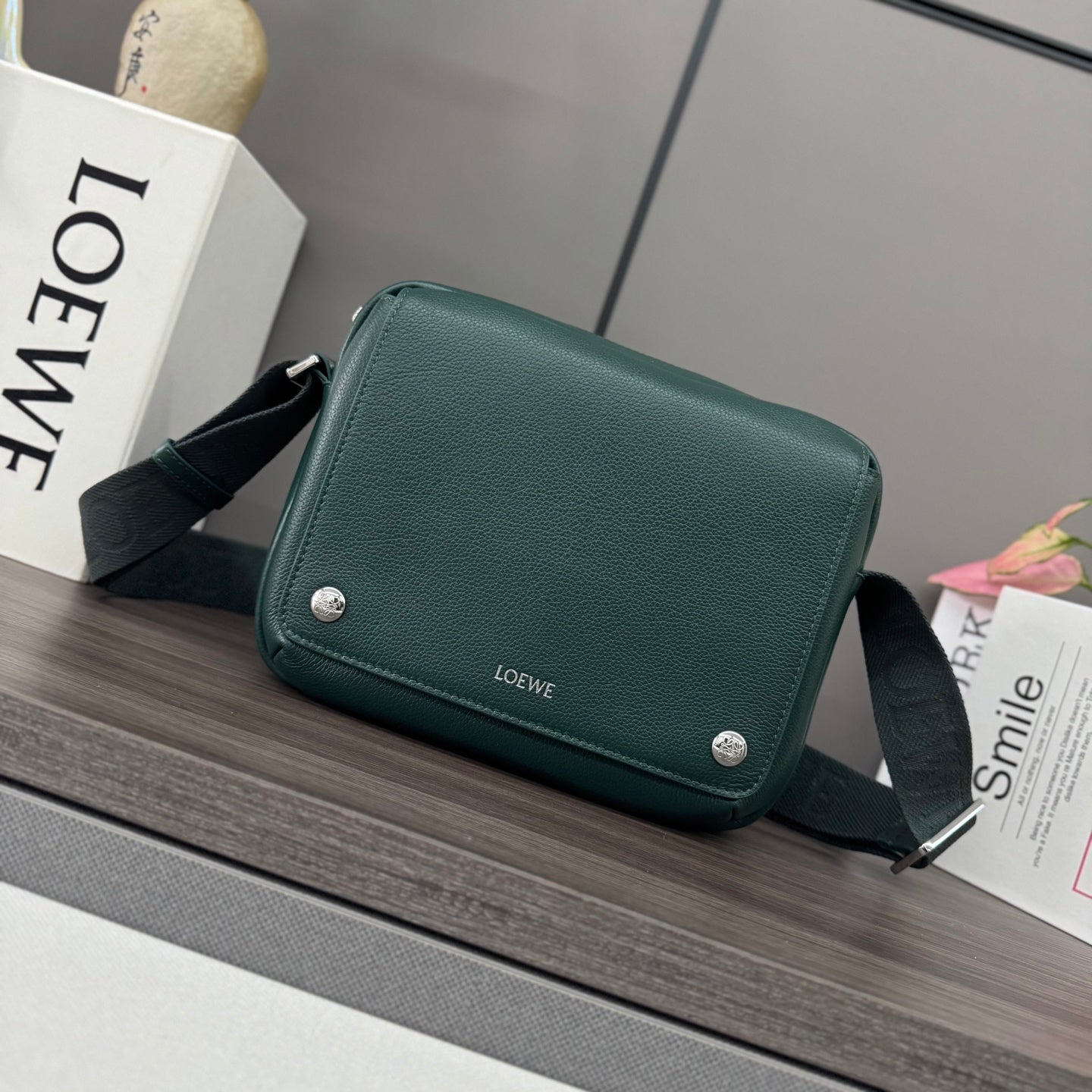 Loewe Messenger Bags 23 Dark Teal Green Cowhide