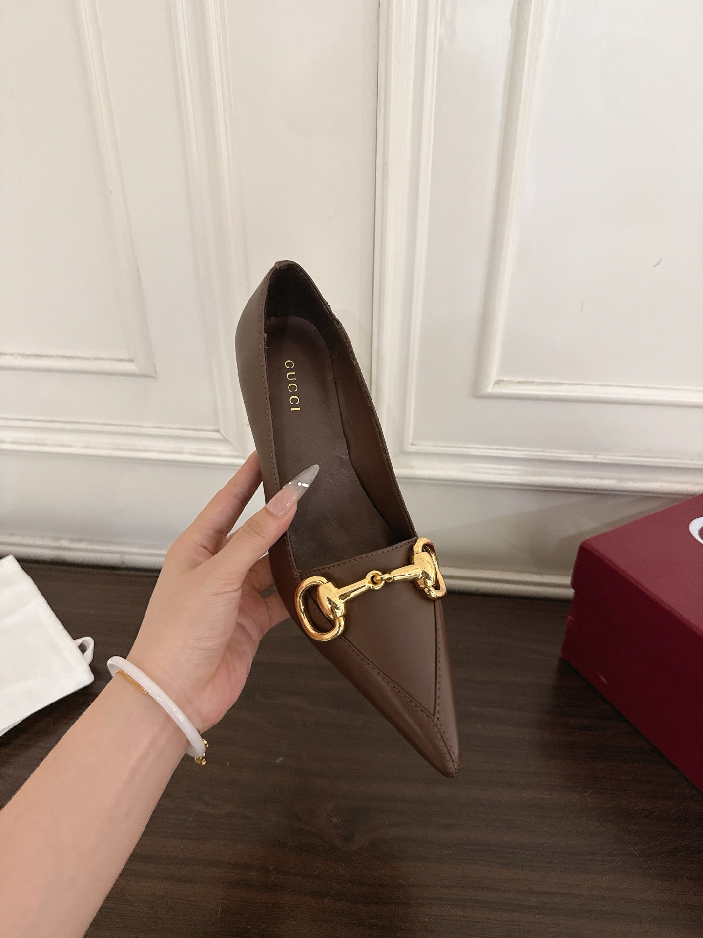 GG Boulevard Pumps 7.5cm Coffee Leather 888852