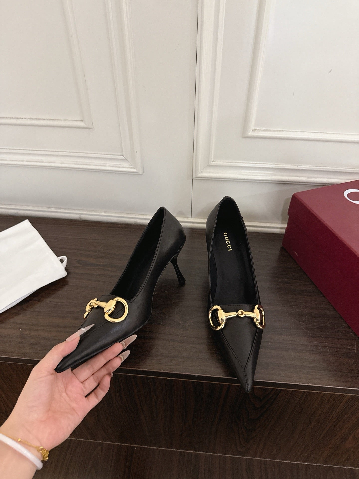 GG Boulevard Pumps 7.5cm Black Leather 888854