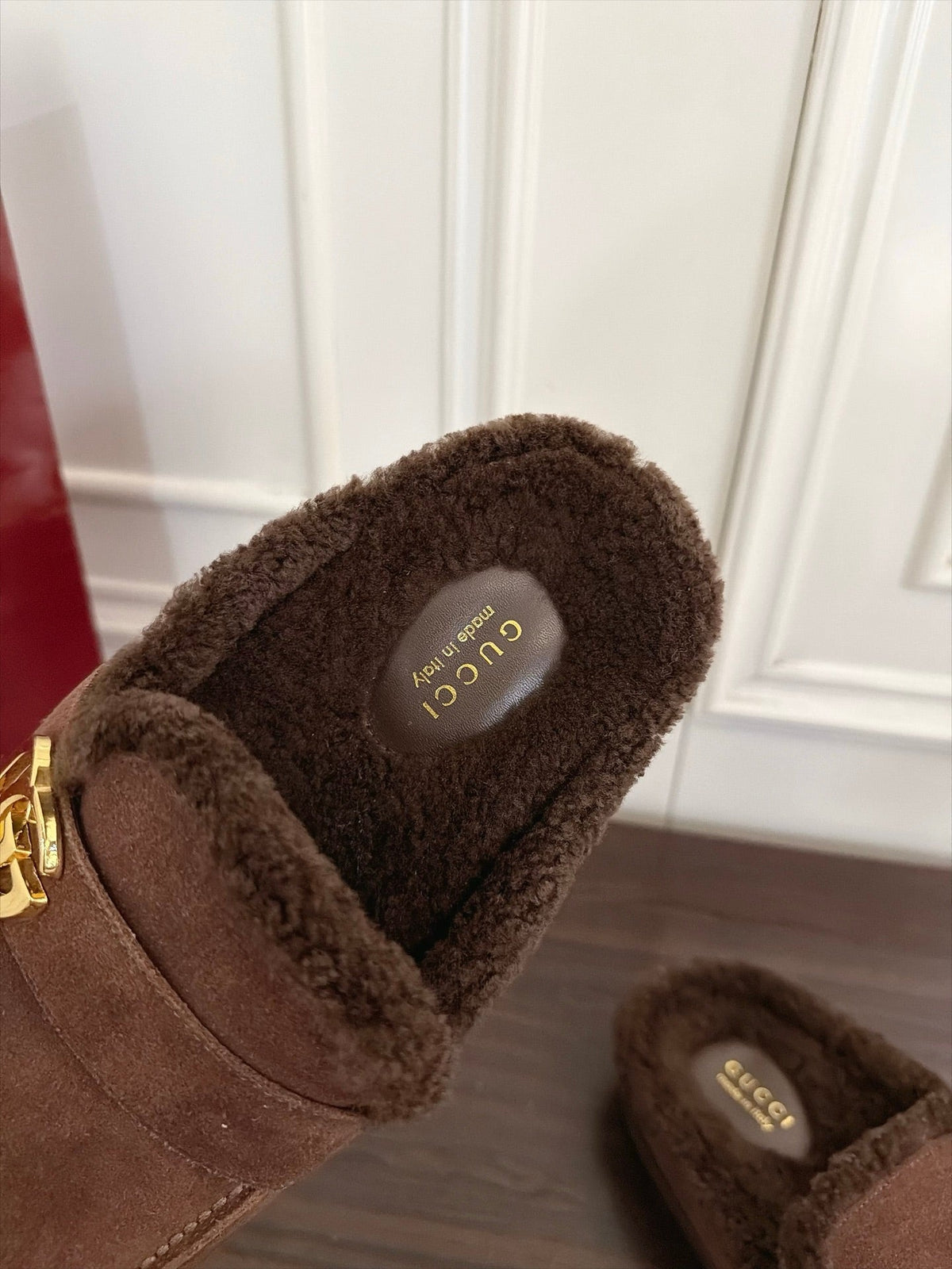 GG 26s Shearling Slippers Brown Suede 154151