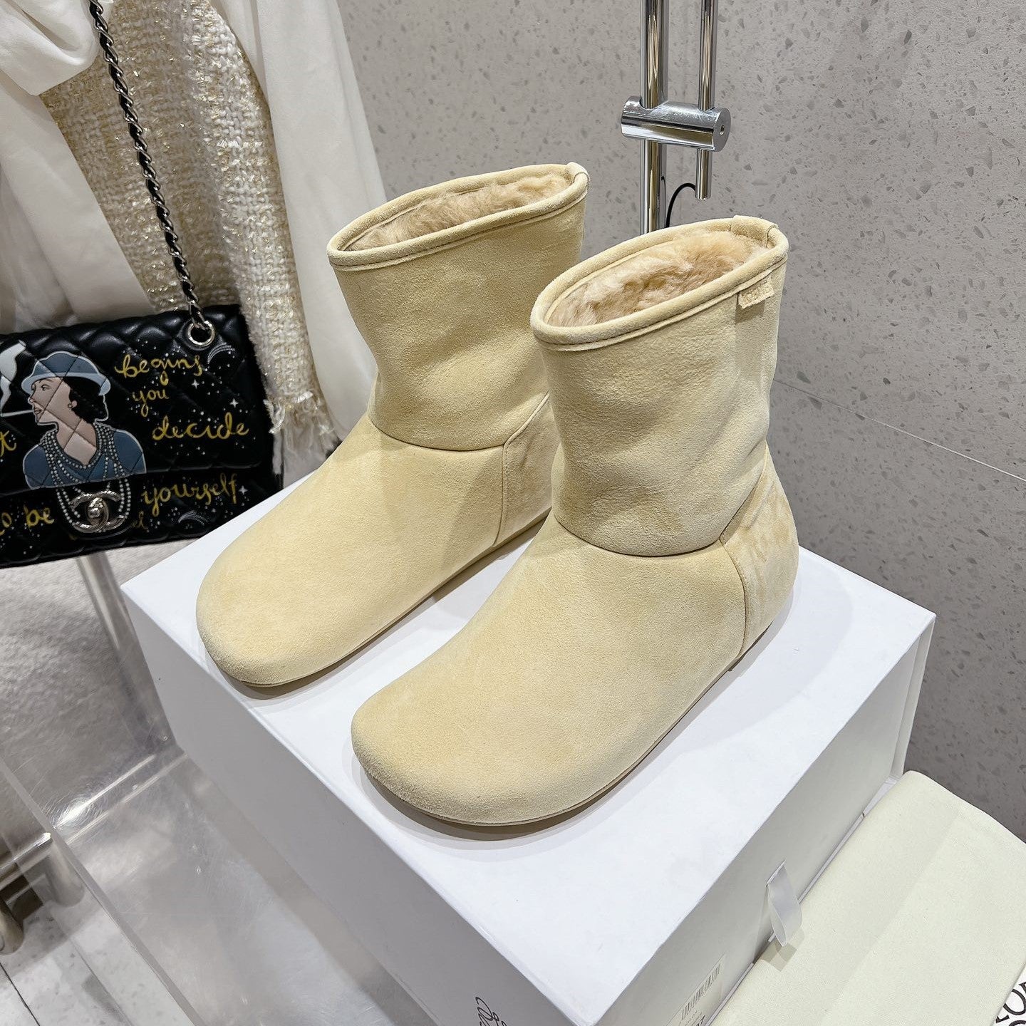 Loewe Lago Boots Butter Milk Suede 435624