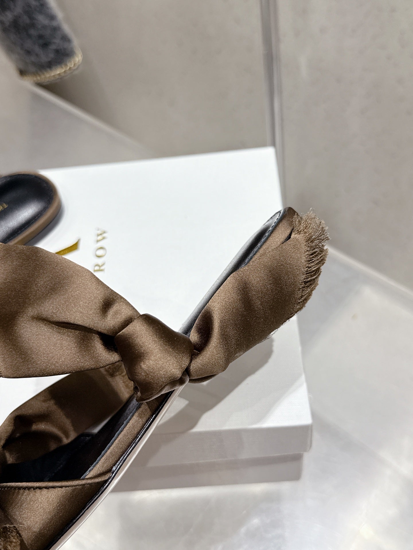 The Row Mule Sandals Brown Satin And Black Sheepskin 338381