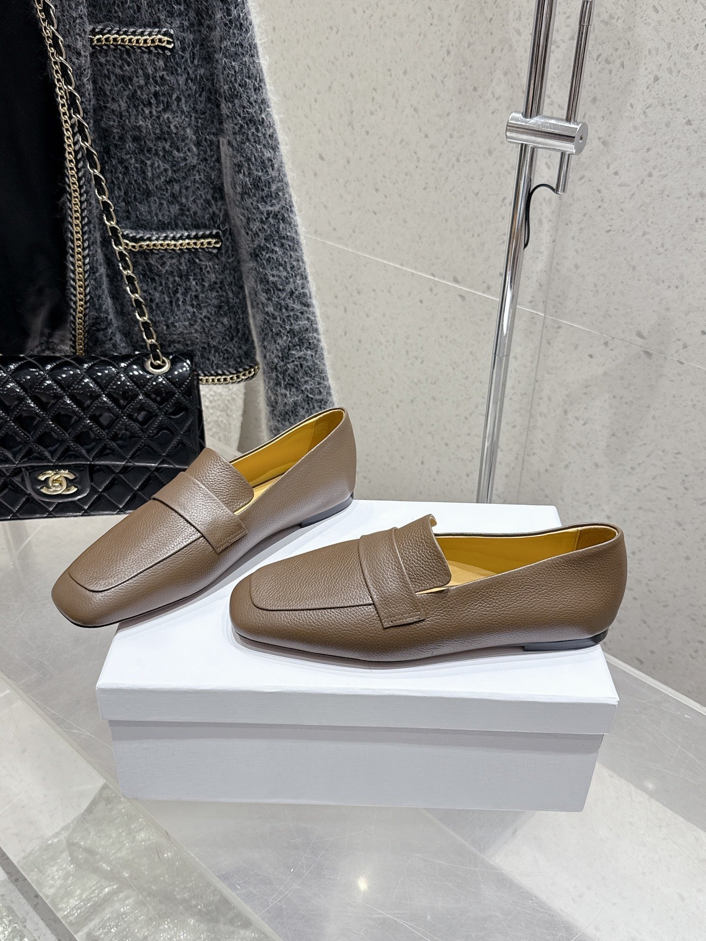 The Row Classic Loafer Taupe Leather 338397