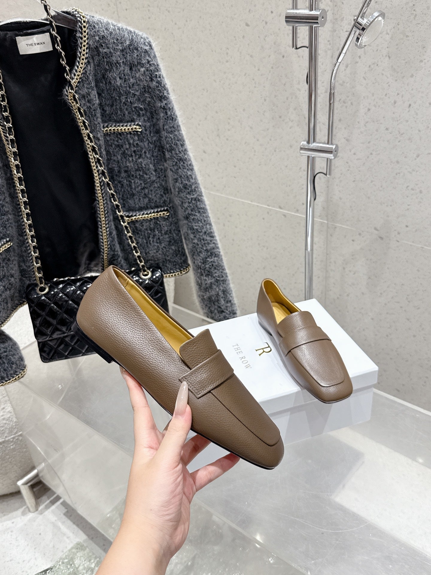 The Row Classic Loafer Taupe Leather 338397