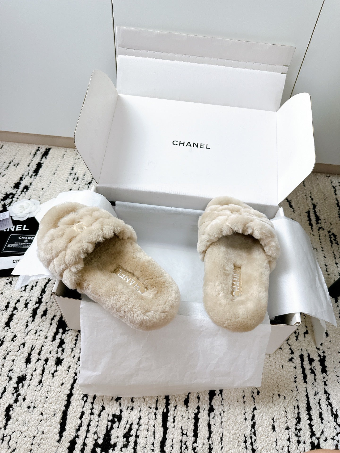 CC 25s Slippers 50mm Beige Wool 433605