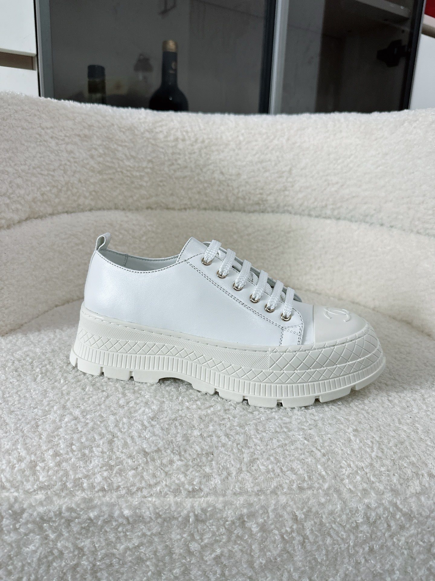 CC Platform Sneakers White Rubber Leather 696670