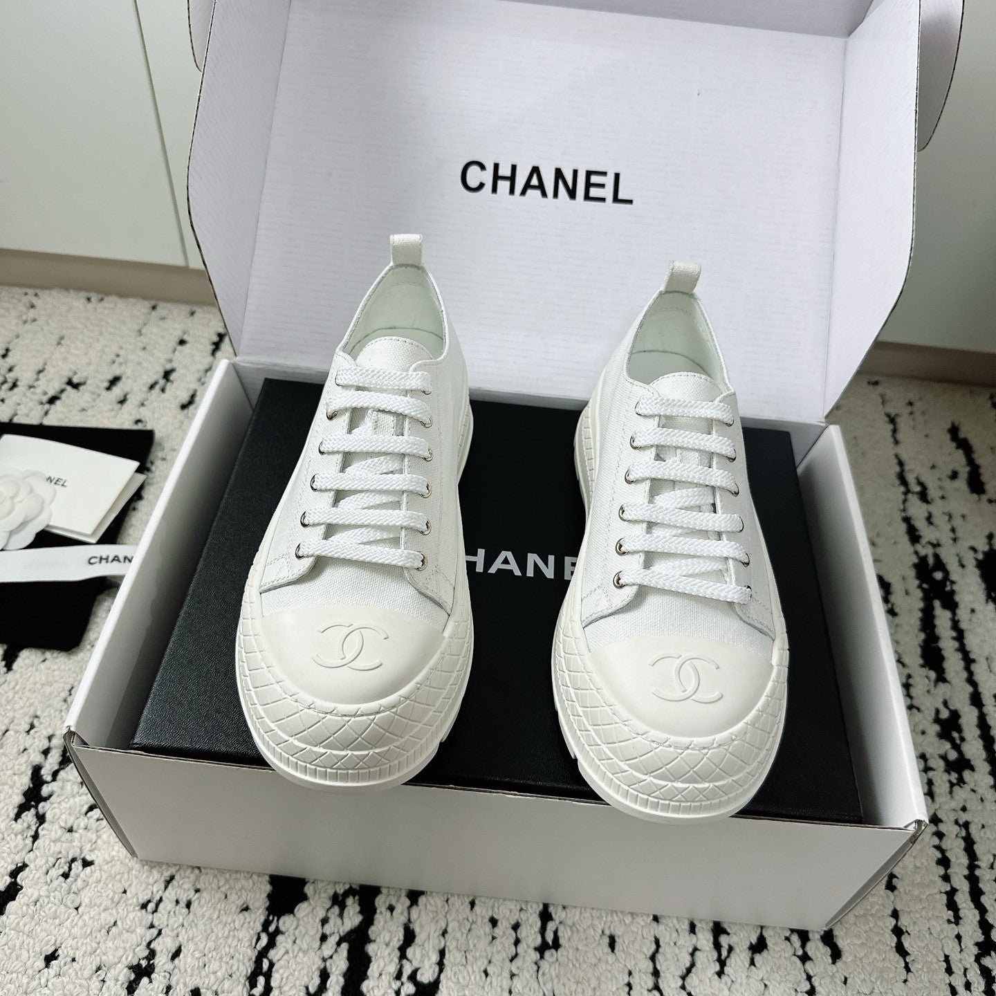 CC Platform Sneakers White Rubber Cotton 696672