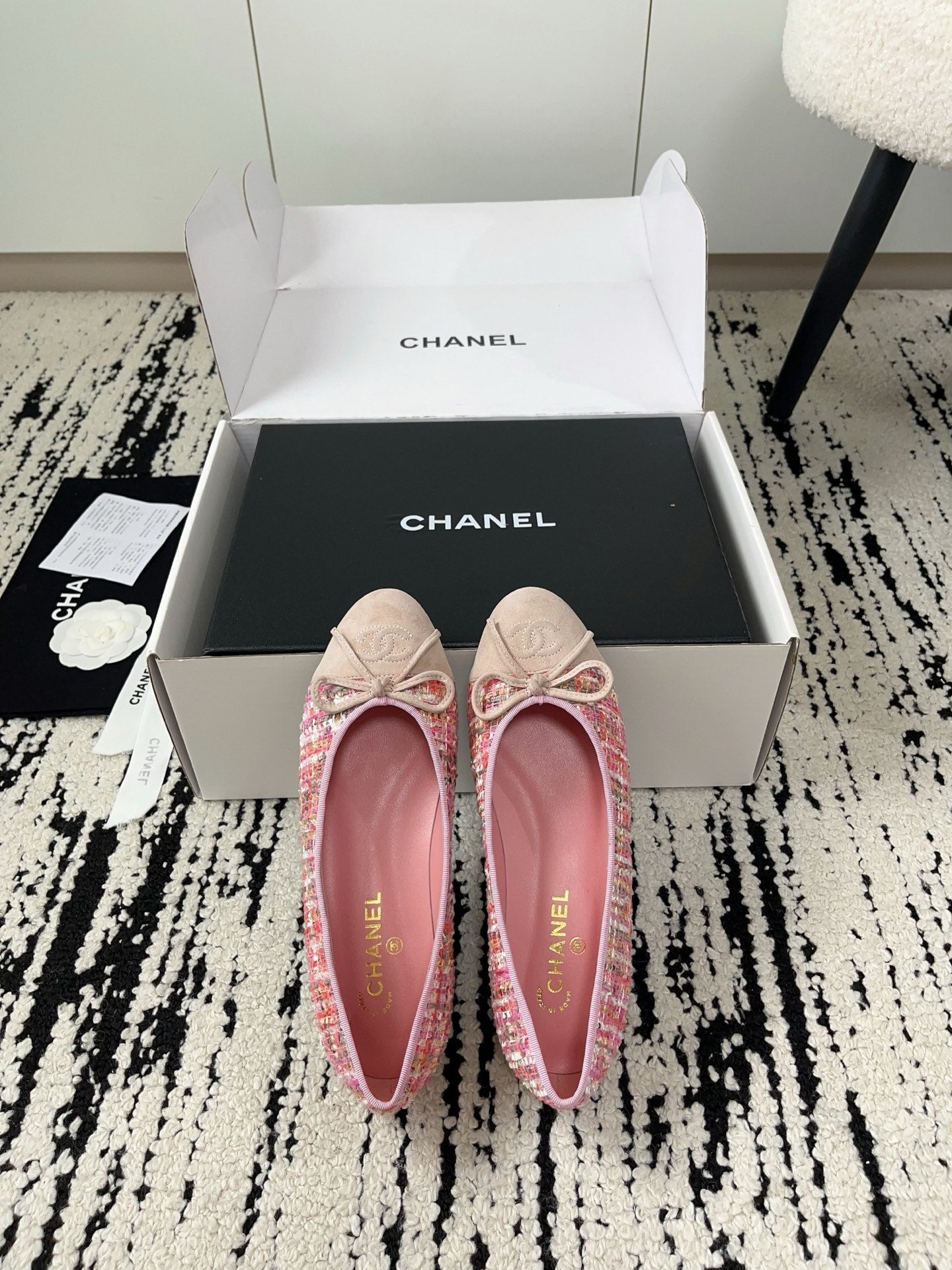 CC 26A Ballet Flat Stale Pink Suede Tweed 900738