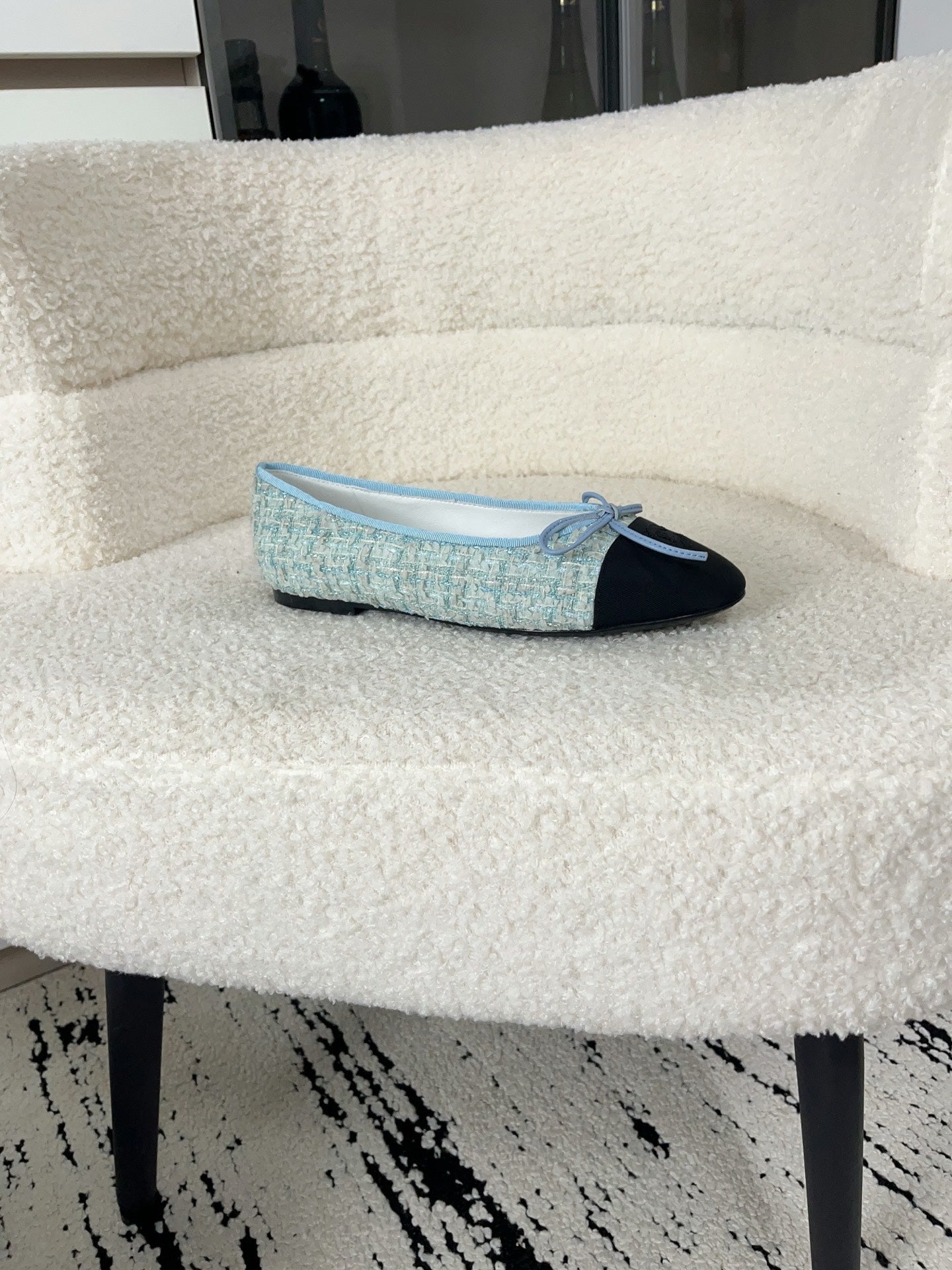 CC 26A Ballet Flat Black Blue Leather Tweed 900744