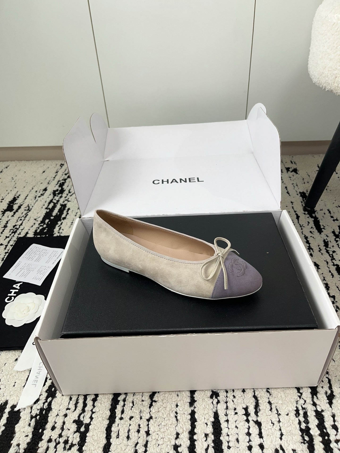 CC 26A Ballet Flat Taupe Purple Suede 900745