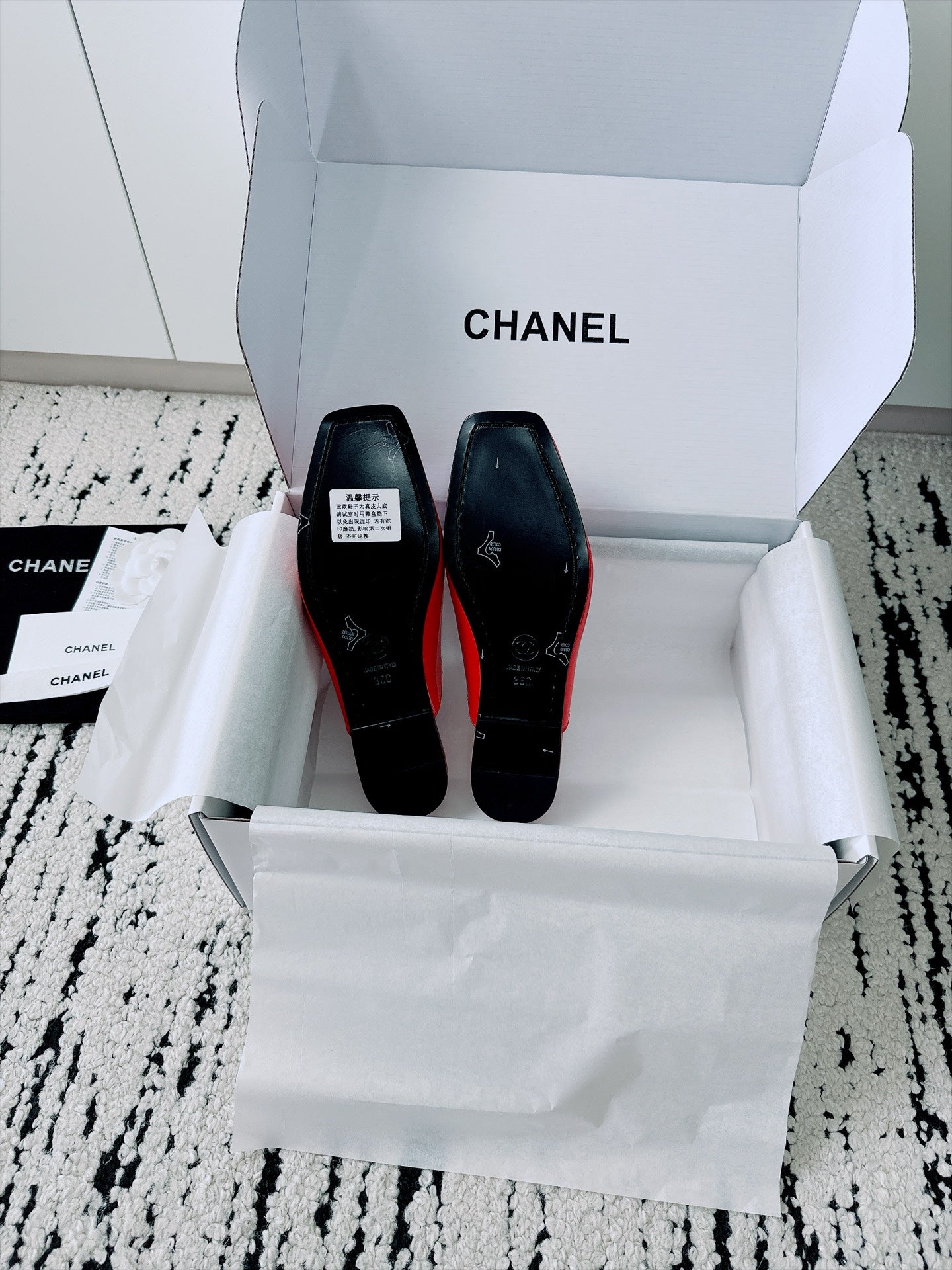 CC AW26 Mocassins Mule Bright Red Shiny Leather 942469