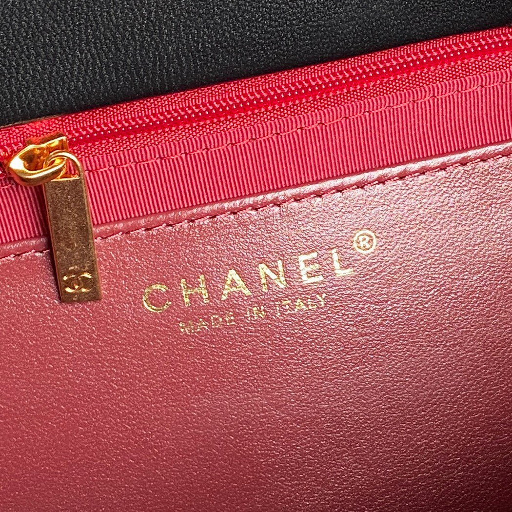 24K Shopping Bag 28cm Black Calfskin Gold Hardware