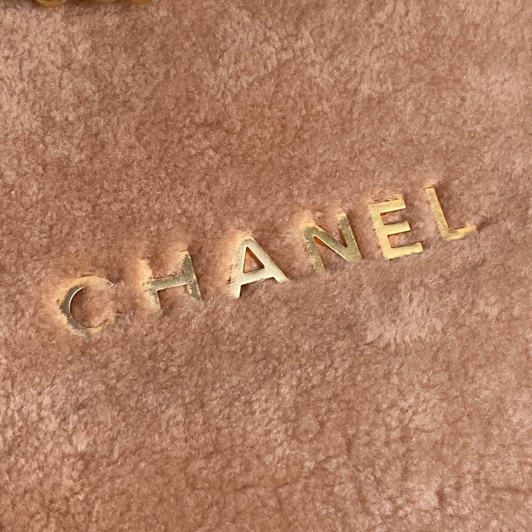 CC 24K Hobo 22 Bag 39cm Brown Wool Fur