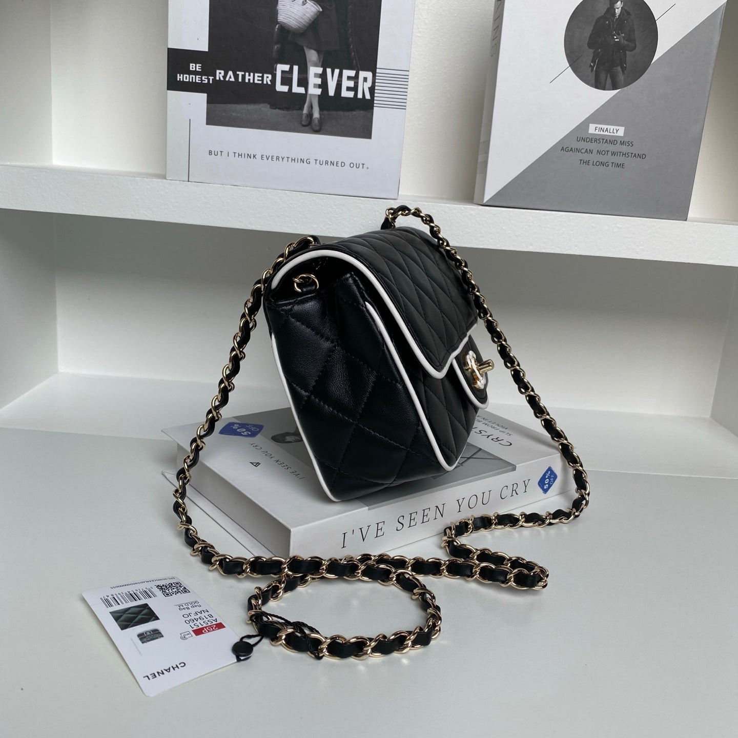 CC Mini Graphic Frame Flap Bag Black Lambskin