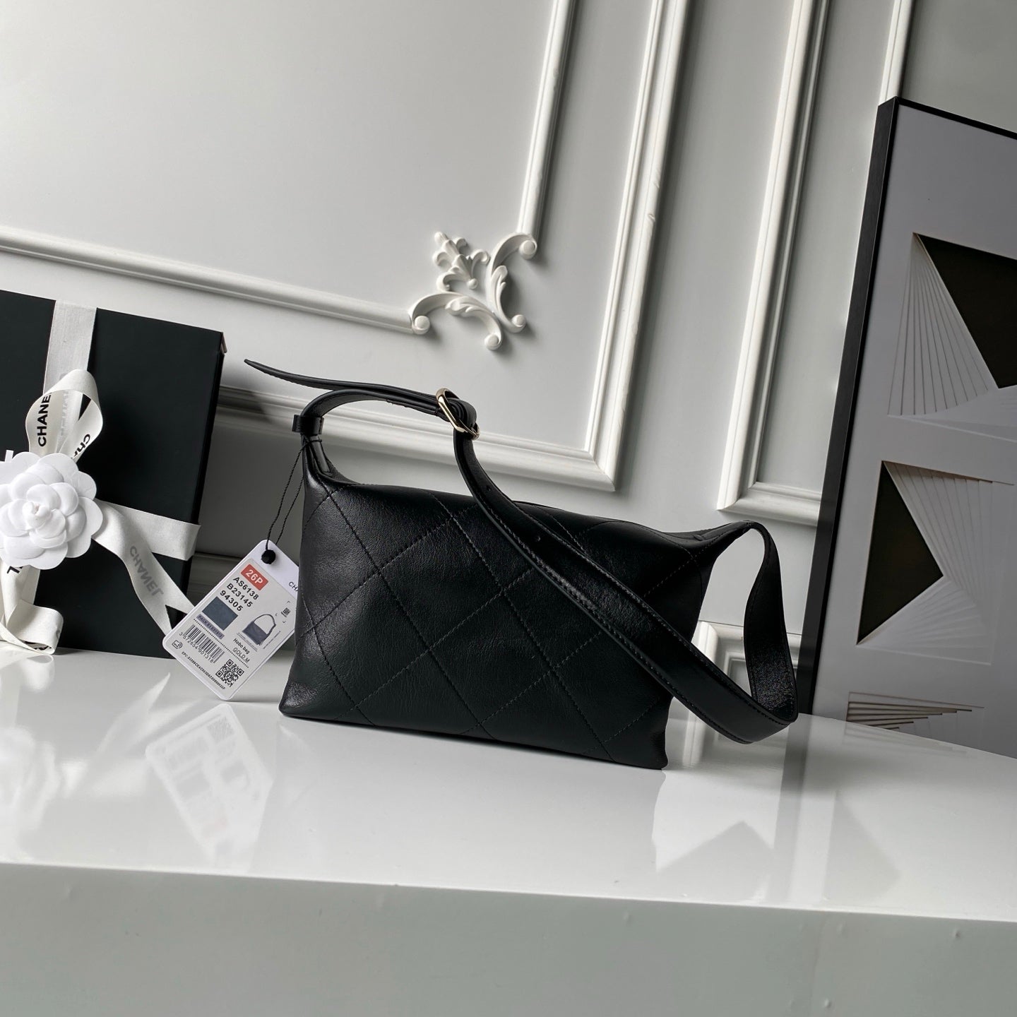 CC AS6138 Hobo Handbag 23cm Black Lambskin