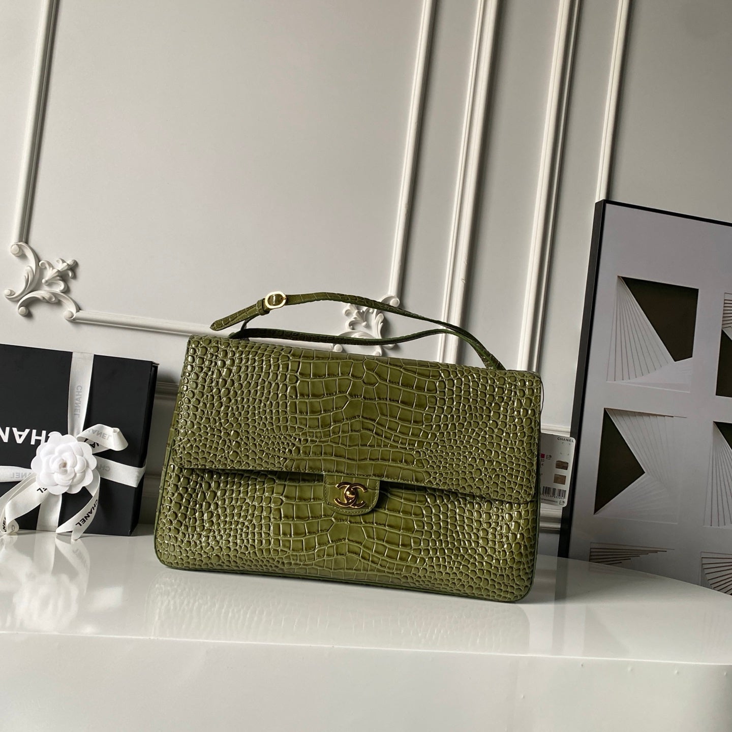 CC 26s Maxi Flap Bag 39cm Olive Imported Leather