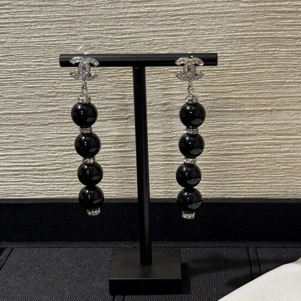 Chanel 2026 Light Gold Full Diamond Double C White Pearl Earrings