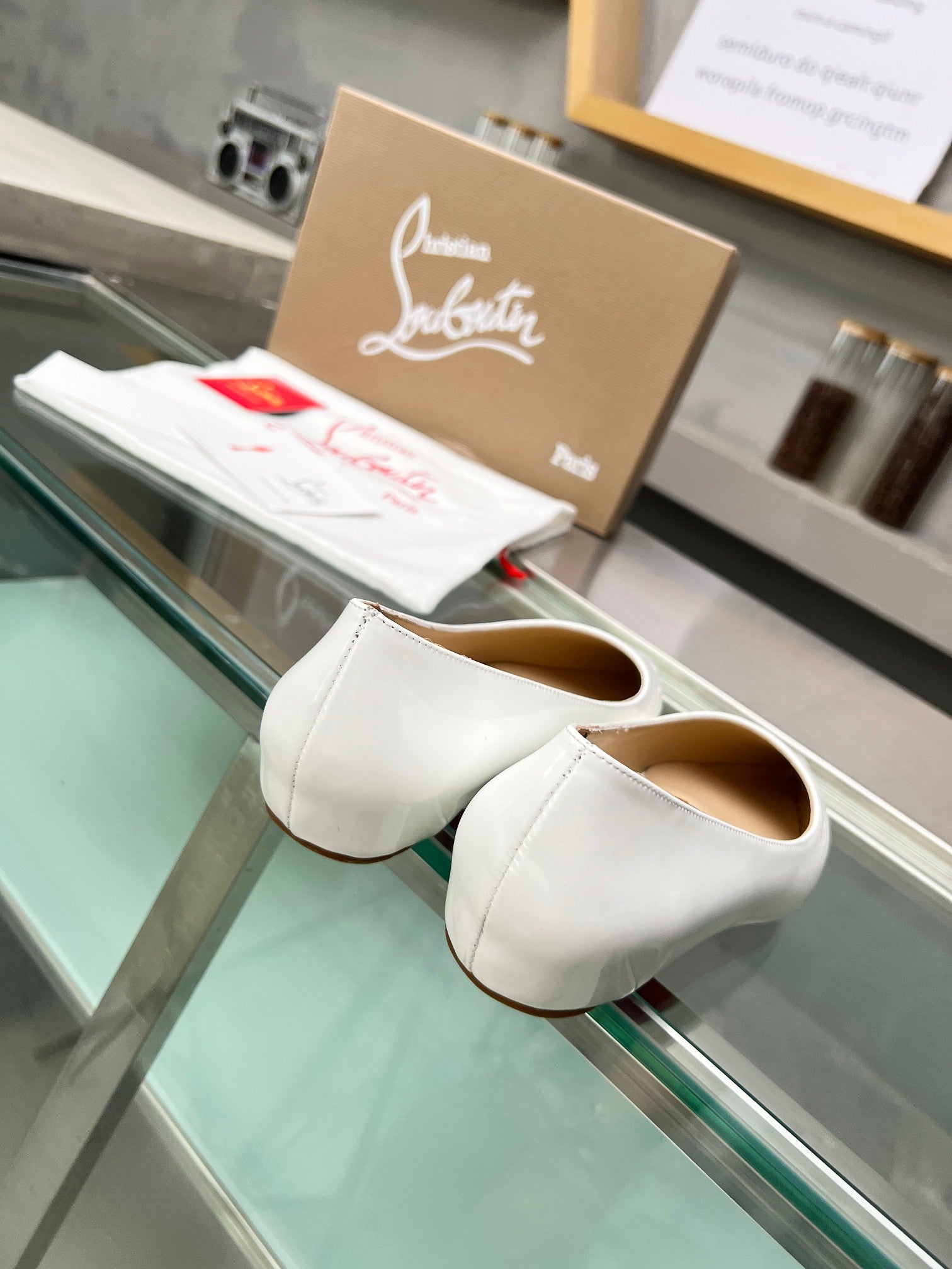 CL Kate Ballerina Flats Patent Leather White