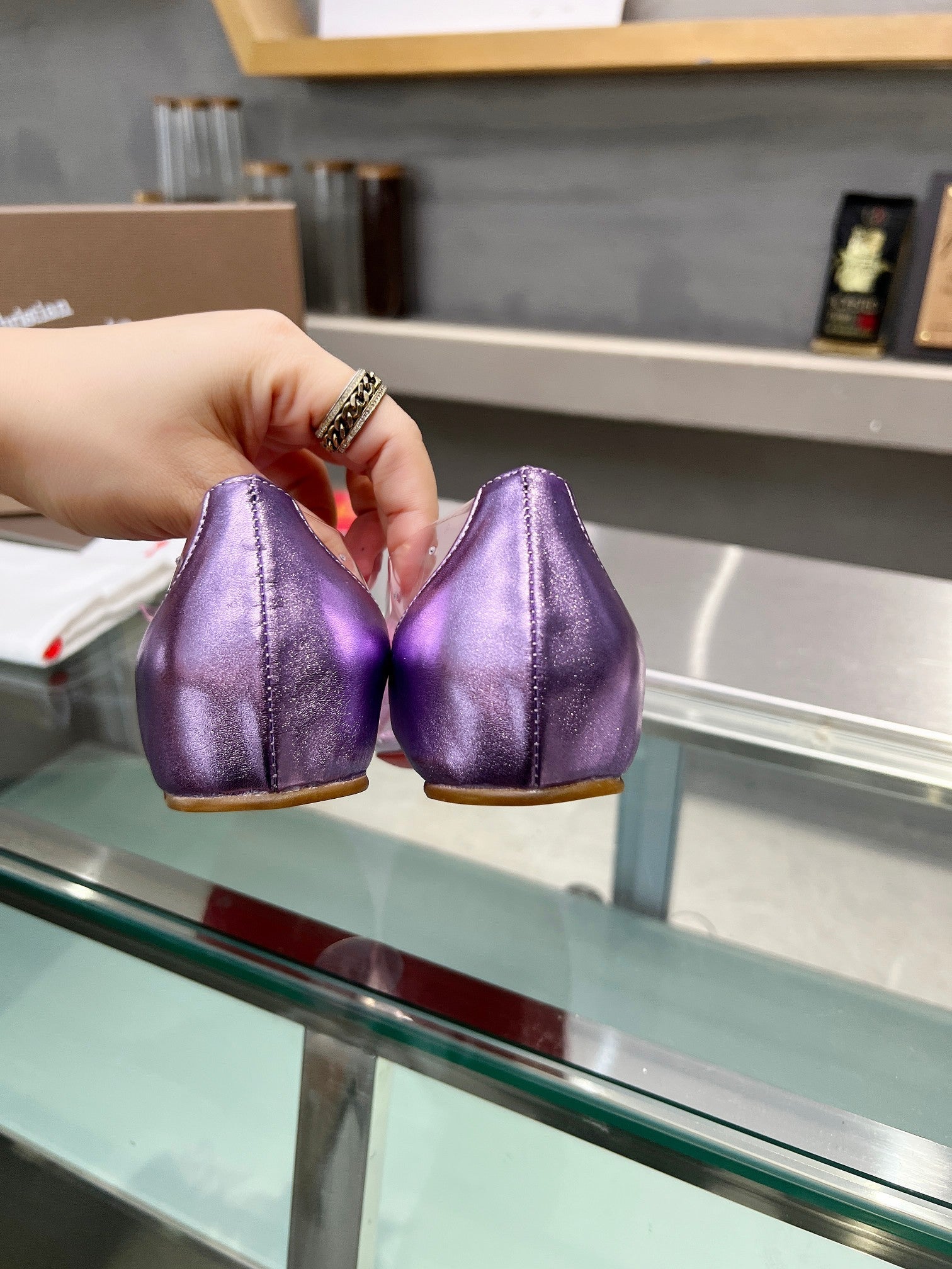 CL Jelly Strass Flats Pvc Iridescent Nappa Leather And Strass Parme