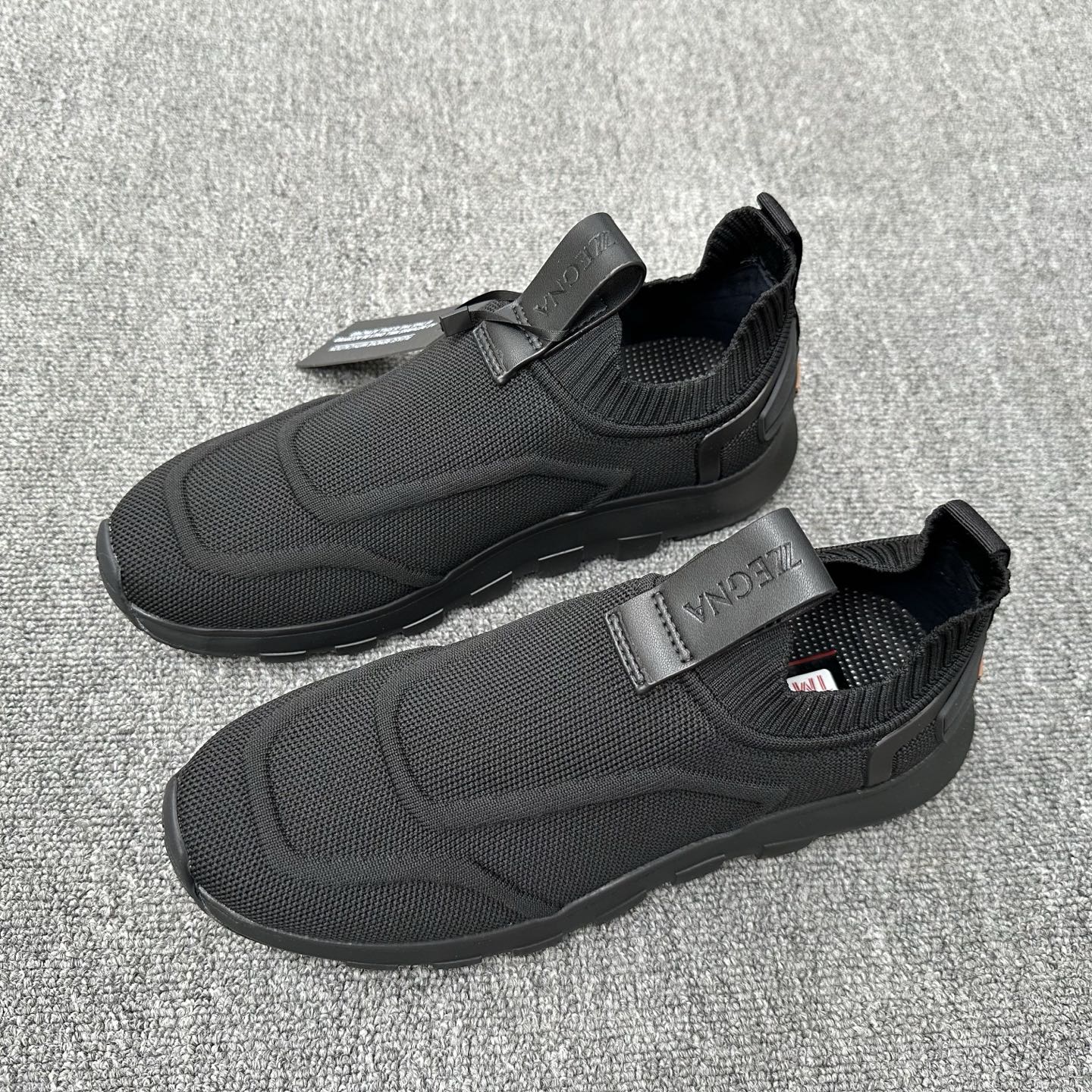Zegna Men’s Techmerino Slip-On Sneakers Full Black Fabric 166085