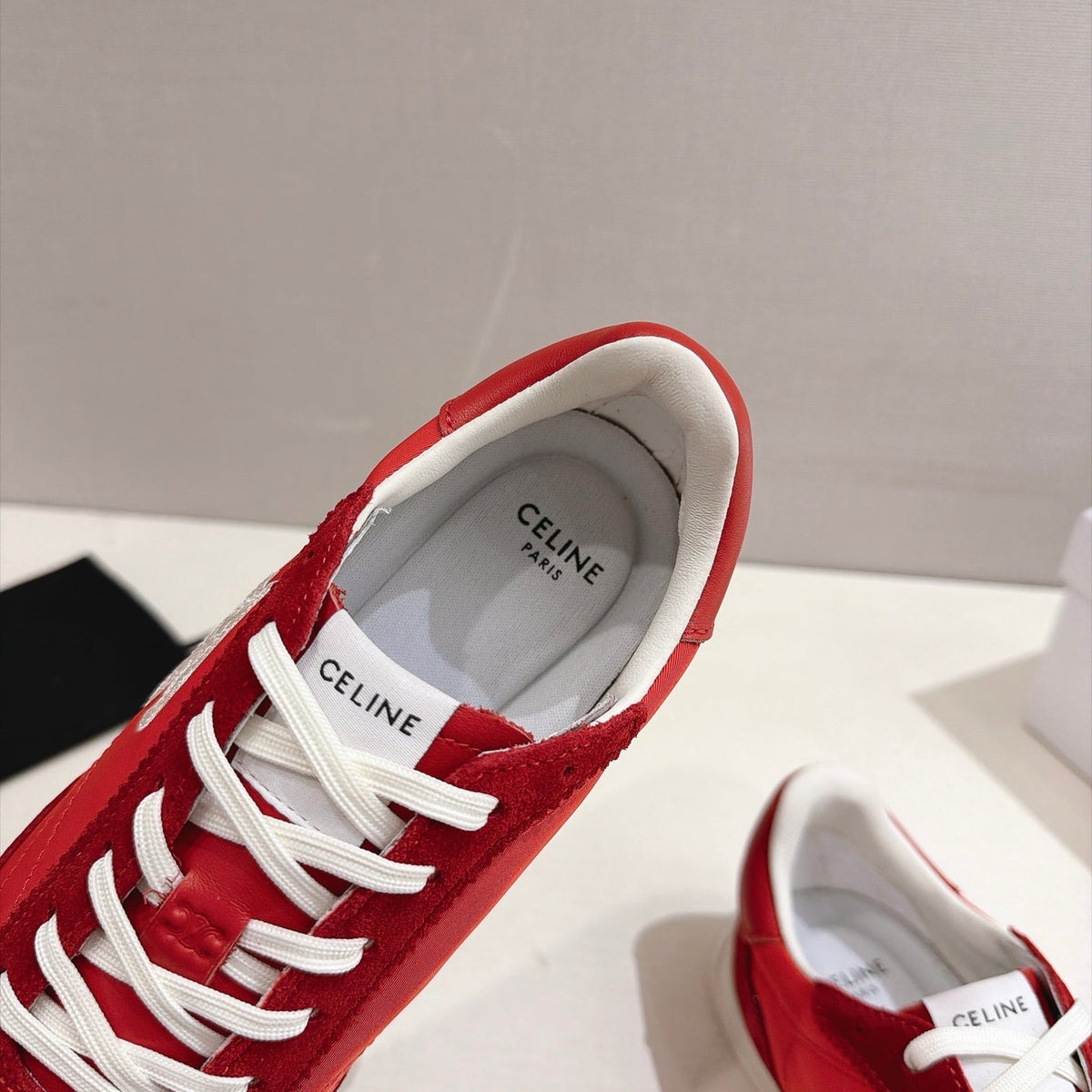 Celine Racer Sneakers Red Suede 168196