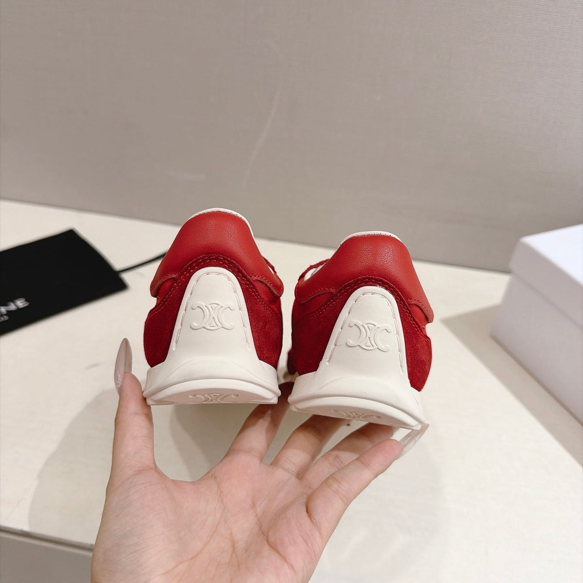 Celine Racer Sneakers Red Suede 168196