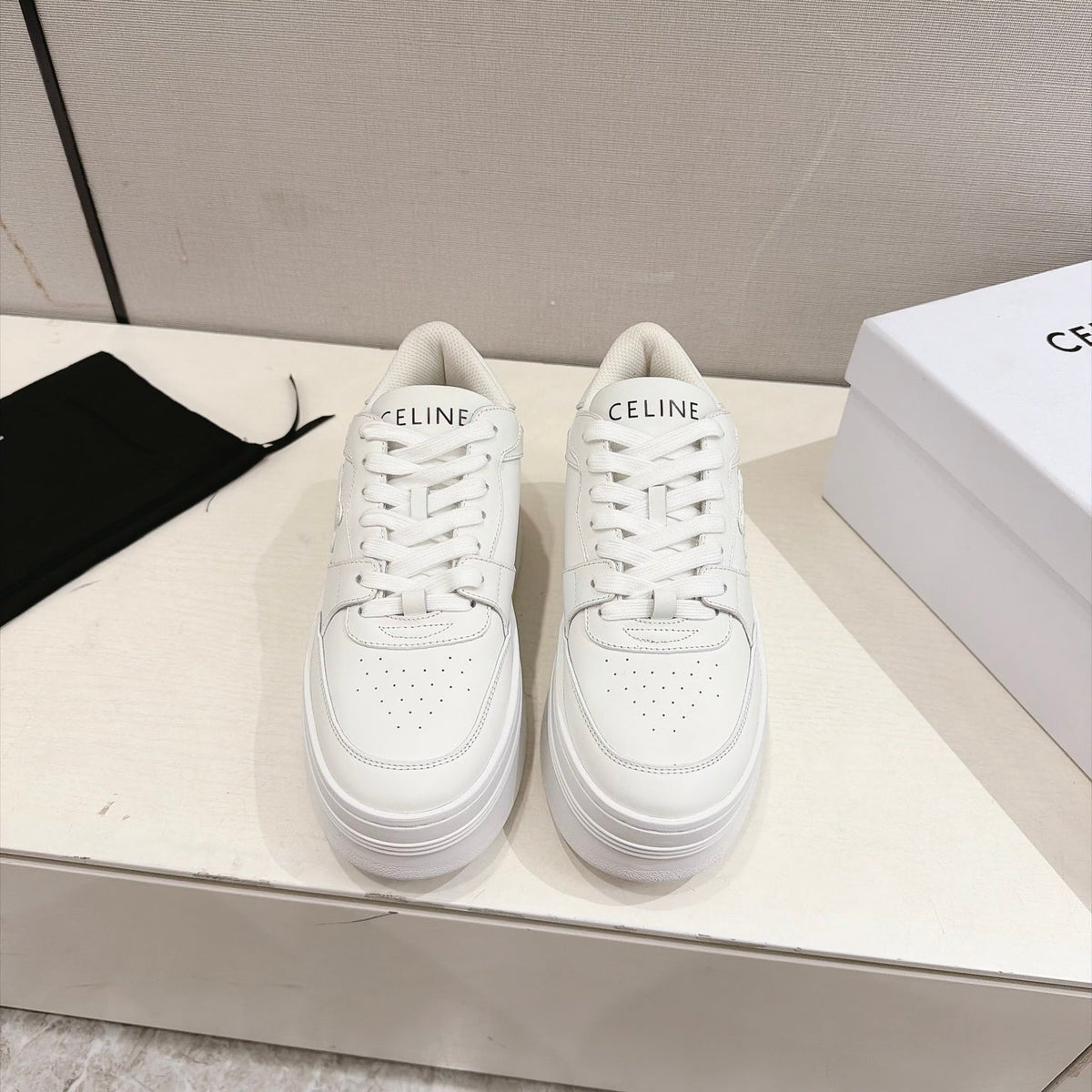 Celine Block Sneakers White Leather 168201