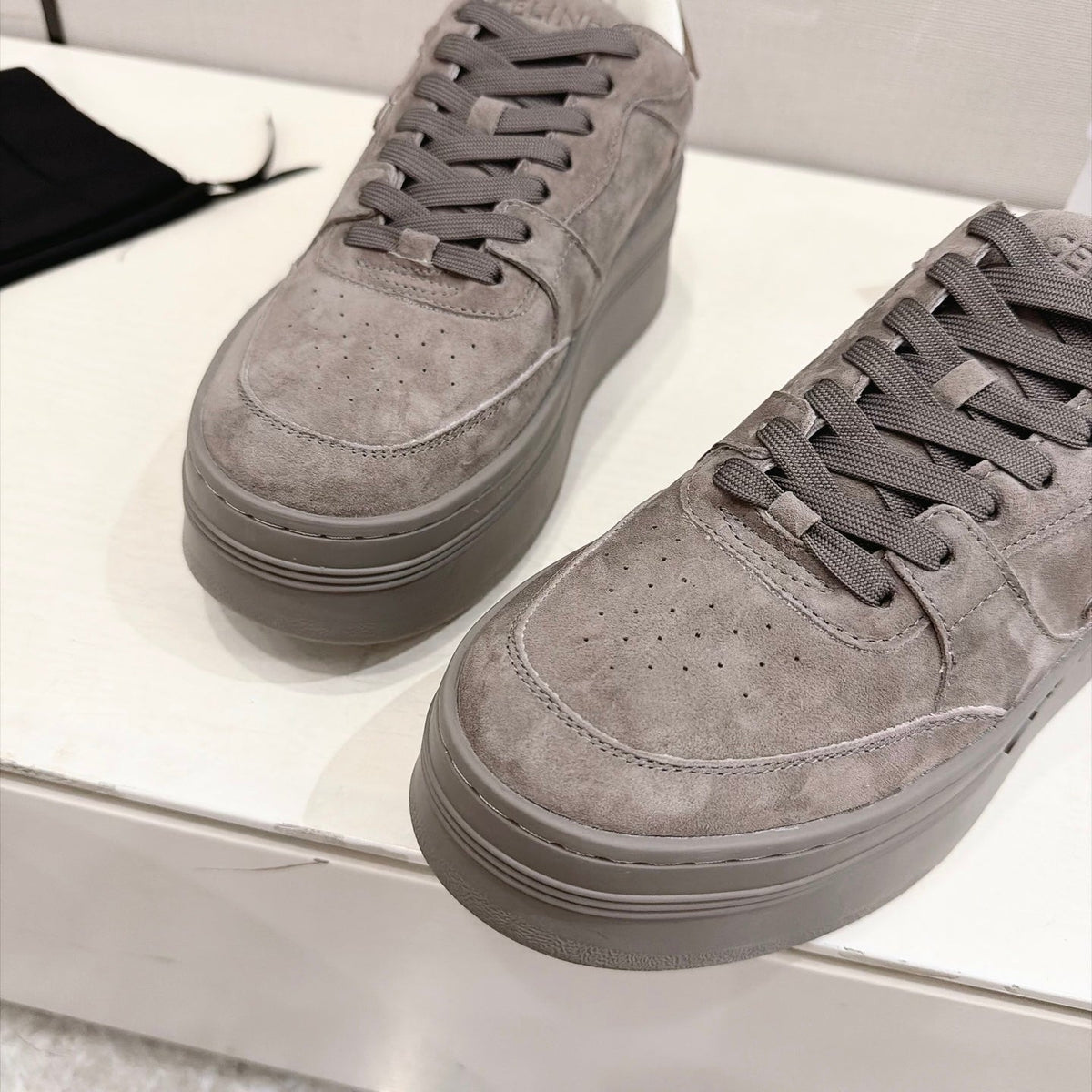 Celine Block Sneakers Grey Suede 168202