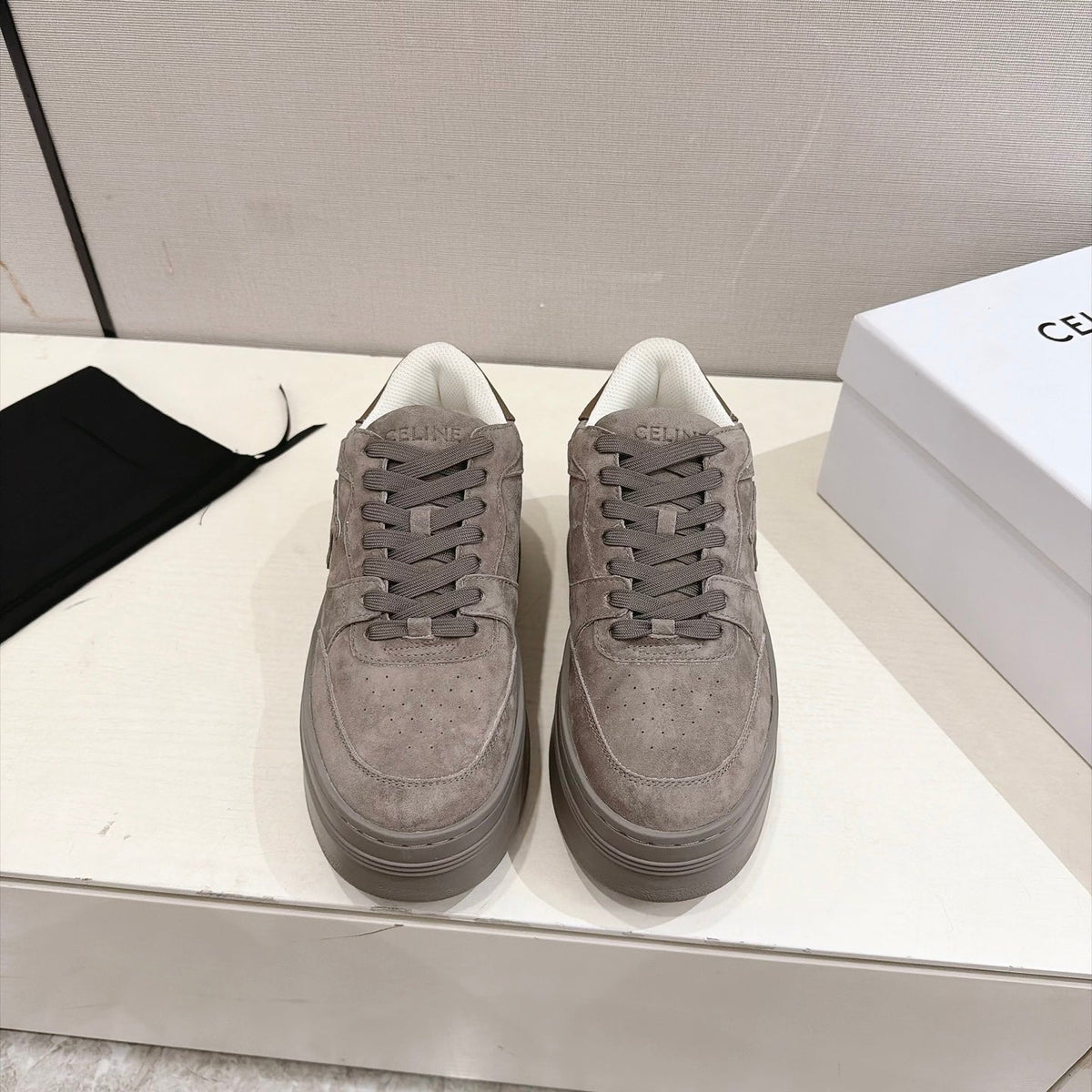Celine Block Sneakers Grey Suede 168202
