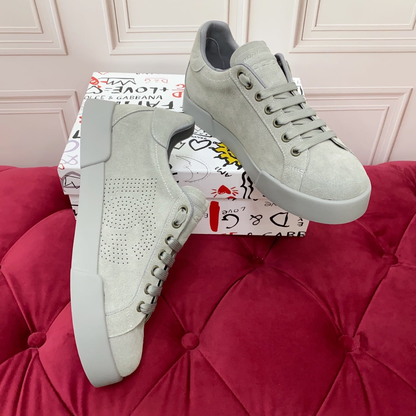 DC 25 Portofino Sneaker Grey Suede & Sheepskin 333874
