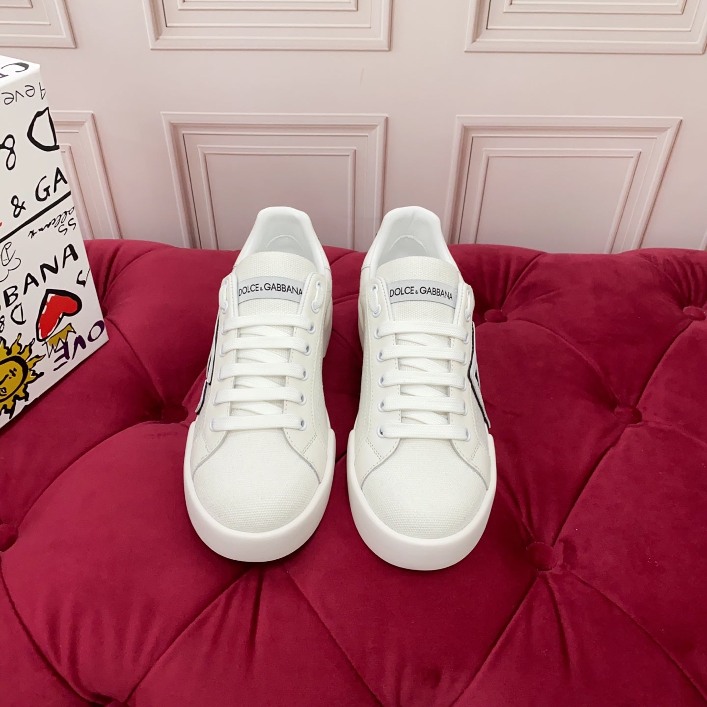 DC 25 Portofino Sneakers White Silk Cowhide & Canvas 333878