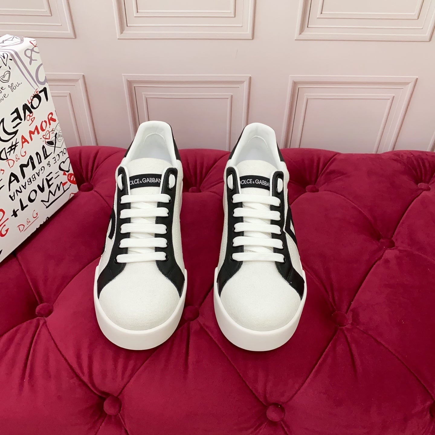 DC 25 Portofino Sneakers Black White Cowhide 354915