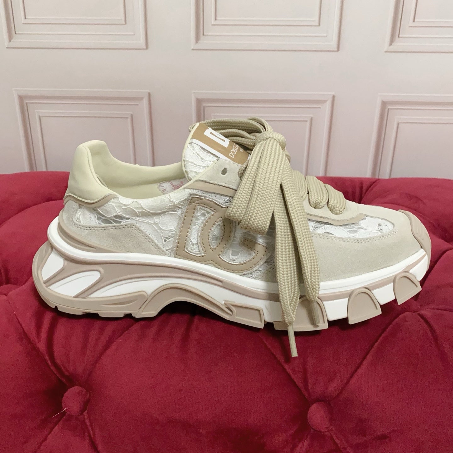 DG Country Road Sneakers Khaki White Mesh Suede 852912