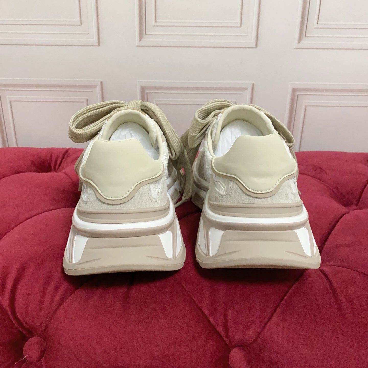 DG Country Road Sneakers Khaki White Mesh Suede 852912